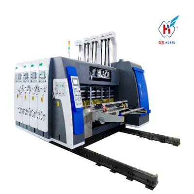 China Hotels HUAYU-C Automatic Flexo 4 Color Printing Slotting Rotary Die Cutting Machine for sale