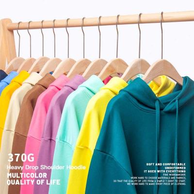 China Anti-wrinkle customized 370G cotton drop-shoulder heavy Japanese sleeve sweater solid color men and women hooded pullover hoodie for sale