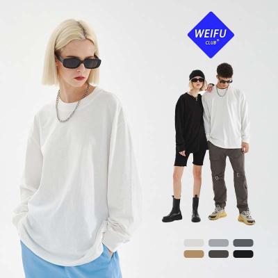 China Anti-wrinkle WF| 2022 Unisex Loose Couple Use Long Yarn Cotton Solid Color Double Sleeve T-Shirt For Men And Women for sale