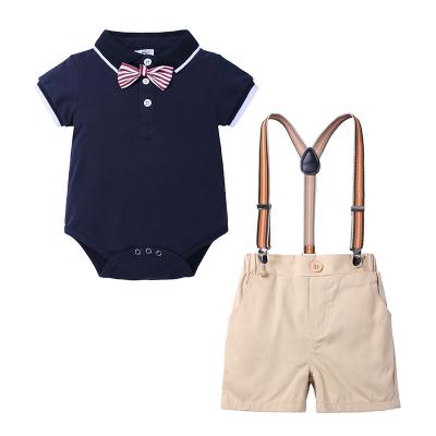 China Newborn Baby Romper Baby Boy Gentleman Clothes Summer Set Suit For Toddler Kid Party Formal Bow Set for sale