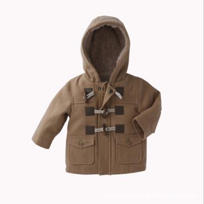 China Baby Viable Kids Coat Button Hooded Outerwear Horn Fashion Thick Warm Long Sleeve Casual Jackets Coat for sale