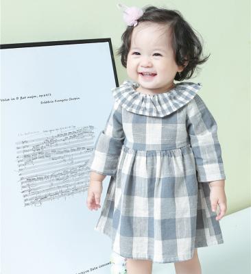 China Anti-wrinkle Little Kids Baby Dresses Princess Formal Outfit Gray Plaid Tutu Skirt Party Clothes for sale