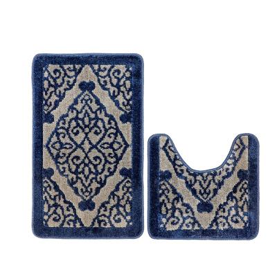 China Washable Soft Door Mat Bathroom Embellished Cover Bath Mats 3 Piece Set Toilet Floor Design Anti-Slip Mats for sale