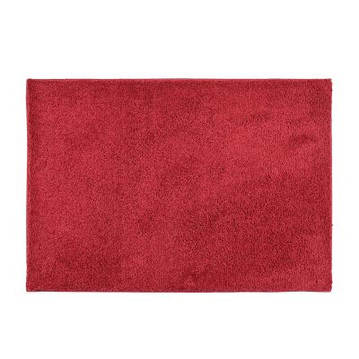 China 100% Durable Stock Colored Polyester Yarn Backing Bath Mat Door Mat Kitchen Rug Red Single TPR for sale