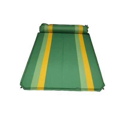 China Waterproof Joinable Inflatable Self Roll Up Beach Mattress With Pillow PVC Inflatable Product Big Air Mattress for sale