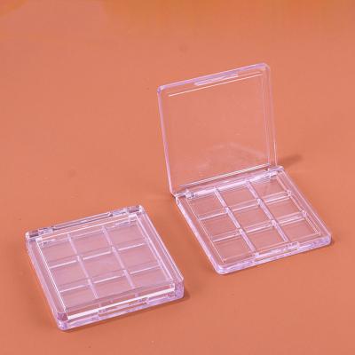 China Recycled Materials Wholesale 1g*9 Colors Plastic Empty Clear Eyeshadow Container Mirror Makeup Eyeshadow Palette Packaging With Private Custom Logo for sale