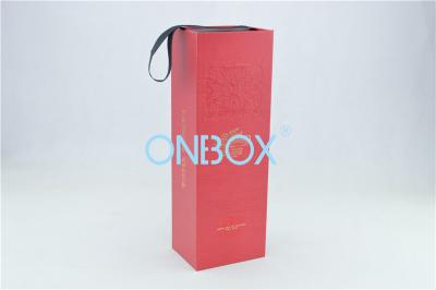 China Personalized Wine Packaging Boxes Foldable With Carrying Strip / Luxury Wine Gift Box for sale