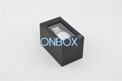 China Black Touch Cardboard Watch Boxes Rectangular With Window On Top for sale