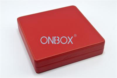 China Gift Packaging Red PU Custom Luxury Boxes With Satin Strip for sale