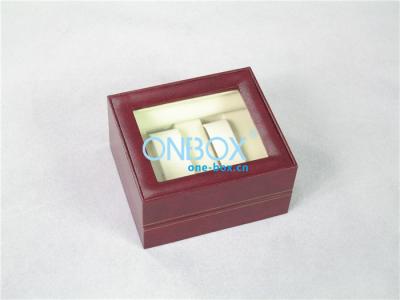 China Red Engraved Cardboard Luxury Watch Packaging Transparent PVC Window for sale