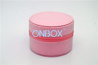 China Customized Unique Pink Travel Jewelry Case Tray With Divided Rooms Tube Shape for sale