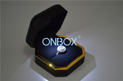 China Octagon Shape Luxury Packaging Boxes With Hight Light  , LED Jewelry Box For Single Ring for sale