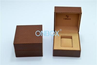 China Brown Faux Leather Watch Box 130x130x90mm With Hard Pillow for sale