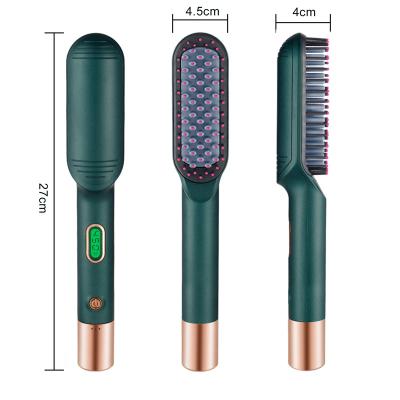 China Professional Ceramic Flat Iron Hair Straightener Brush Beard Anion Hair Straightener Comb Hotel Home Use for sale