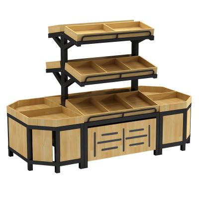 China 5 Layers Supermarket Shelf Single Side 3 Layers Double Side Display Rack Wooden Fruit Vegetable Rack Fruit Vegetable Shelf For Supermarket for sale