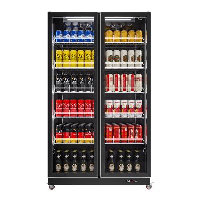 China Commercial Refrigerator Equipment Double-temperature Supermarket Transparent Glass Door Refrigerator With Display Soft Drink Fridge Refrigerator for sale