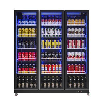 China Commercial Double-temperature Supermarket Beverage Display Refrigerator Glass Door Upright Showcase Refrigeration for sale