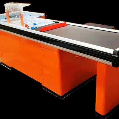 China Electric Checkout Counter Table Shopping Mall Display Cash Counting Machine Checkout Counter for sale