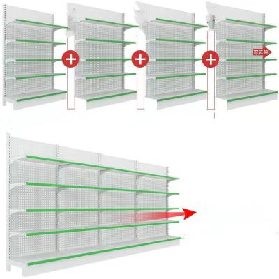 China Customizable 5 Layer Supermarket Shelf Single Side Multifunctional Supermarket Shelves Store Shelves Grocery Shelf for sale