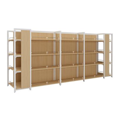 China 5 Layer Single Supermarket Shelf Side MDF Gondola Shelving Rack Beauty Supply Store Shelf Pharmacy Shelves For Pharmacy Store Interior Design for sale