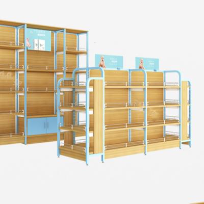 China Blue Indoor 5 Tier Supermarket Display Shelf Gondola Shop Shelving Single Side Shelves (4-Tier) For Cometary /kids Stores for sale