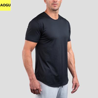 China Breathable Custom Muscle Polyester Gym Workout Slim Fit Bodybuilding T Shirt For Men for sale