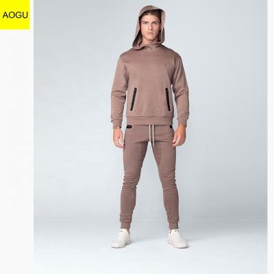 China AOGU 2 Piece Thermal Custom Stretch Tracksuit Men's Outdoor Sport Custom Jogger Sets for sale