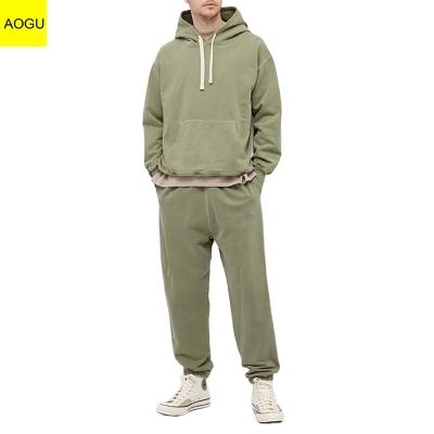 China OEM Logo New Design Front Pocket Thermal Tracksuit Men's Breathable Sportswear AOGU Hoodie Sets for sale