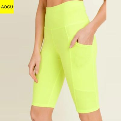 China Wholesale Anti-Wrinkle High Waisted Fitness Quick Dry Sports Running Women Yoga Shorts With Pocket for sale