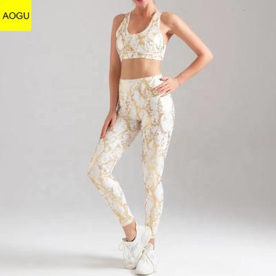 China ACTIVE Two Piece Exotic Snake Sports Bra AOGU STRETCH High Waist Leggings Women Yoga Set for sale