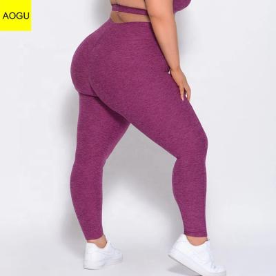 China AOGU Breathable Buttery Soft No Front Seam Butt Lifting Plus Waist Sports Gaiters For Women for sale