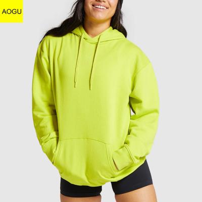 China Cotton Gym Wear Girl Logo QUICK DRY Custom Printing Sweatshirts Lime Green Hoodie For Women for sale