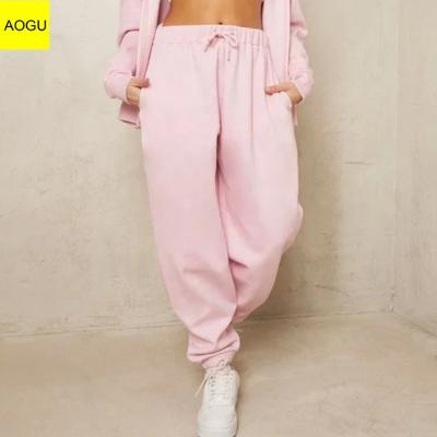 China Custom Pink Comfortable Sports Jogger Women's Anti-Wrinkle Drawstring Oversized Pants for sale