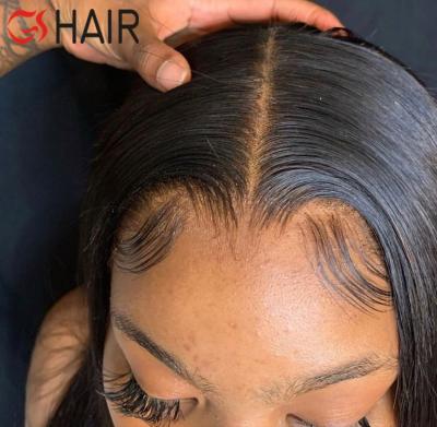 China Straight Hair GS Big Lace 5x5 Closure Size Pre Plucked With Baby Hair Natural Hairline Brazilian Remy Human Hair 5*5 Closure Vendor for sale