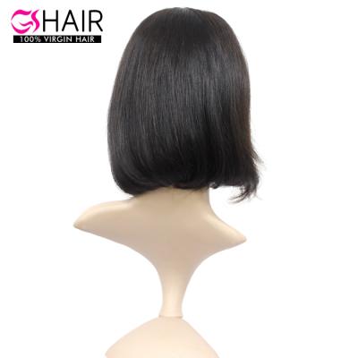 China Silky Straight Raw Brazilian Hair Wave Half Bob Wig With Bang Star Virgin Lace Wig 100% Bobo for sale