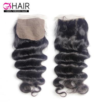 China Can be dyed with & #613; ironed & & factory wholesale price lace closure 4x4 virgin peruvian silk bleached low hair closure for sale