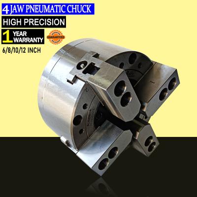 China High Precision Steel 6 8 10 12 Inch 4 Jaw Solid Pneumatic Chuck For CNC Air Lathe Machine Tool Power Fixture Casts Full Set for sale