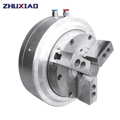 China KQ04T-3 Steel 4 Inch 3 Jaw Cavity Pneumatic Chuck Front For Air CNC Lathe Machine Tool Rotating Power Chuck Fixture for sale