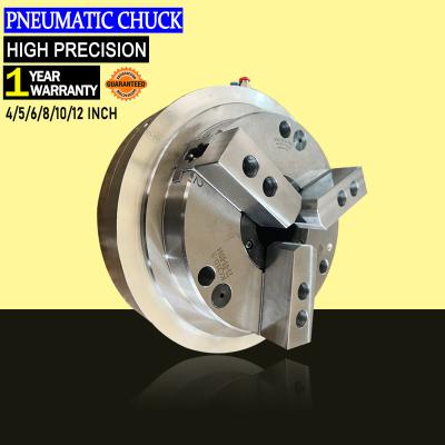 China Steel 4/5/6/8/10 Inch 110/130/160/200/250mm Pneumatic 3 Jaw Cavity Lathe Chuck Front For Air CNC Lathe Machine Fixture for sale