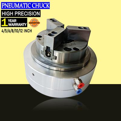 China Steel 3 Jaw 4/5/6/8/10 Inch 110/130/160/200/250mm Hollow Pneumatic Lathe Chuck Front For Air CNC Lathe Machine Fixture for sale