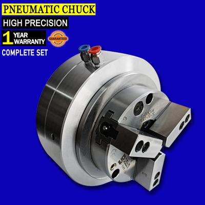 China Front High Precision Steel Cavity 3 Jaw Pneumatic Lathe Chuck For Air CNC Lathe Machine Fixture for sale