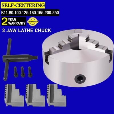 China 3 Jaw K11 80 Steel DIY Tools 100 125 160 200 250 320 400 500 630mm Manual Roll Lathe Self Centering Chuck For CNC Machining for sale