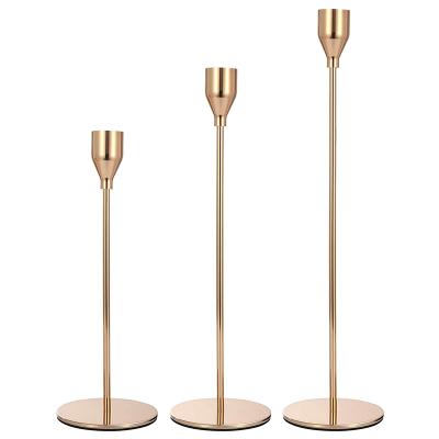 China Long Rod Hotel Decoration Home Decorative Package Hotel Gold Candlestick Holder 3 Metal Candle Accessories For Wedding Dining Party Birthday for sale