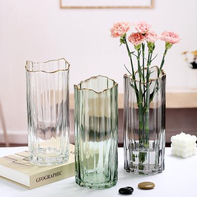 China Flower Glass Vase Creative Minimalist Irregular High Grade Glass Vase For Hotel Wedding Home Decoration for sale