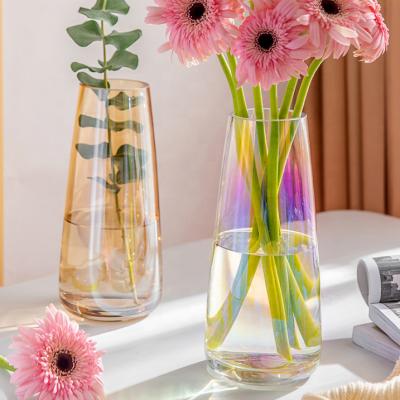 China Creative Flower Vase Plant Vase Decoration Vase In Living Room European-style Home Decor Clear Glass Embellishment Flower Arrangement Of Fresh Flowers for sale