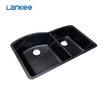 China Without Faucet Black Quartz Sink, Double Bowl Kitchen Sink Quartz, Quartz Stone Kitchen Sink for sale