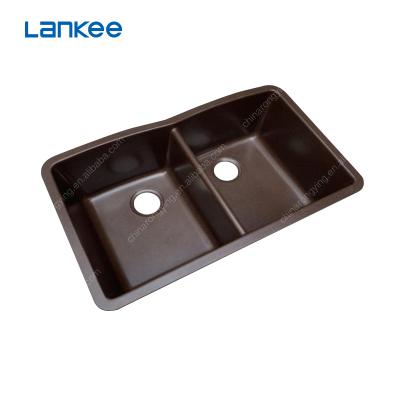 China Without Faucet Black Coffee Quartz Sink, Double Bowl Kitchen Sink Quartz, Quartz Stone Kitchen Sink for sale