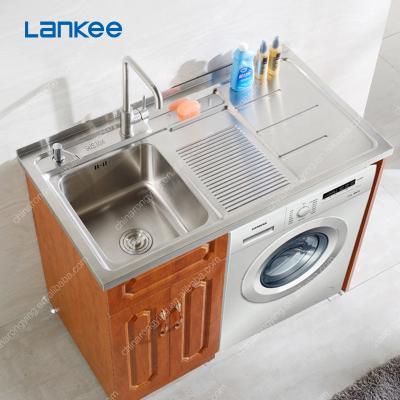 China Modern Single Floor Standing Stainless Steel Laundry Tub With Cabinet for sale