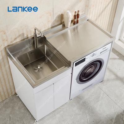 China Modern Single Floor Standing Stainless Steel Laundry Tub With Cabinet for sale