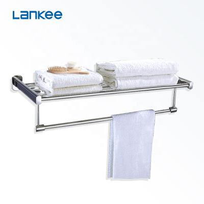 China Modern high quality ss304 bathroom towel shelf with hanging rail for sale